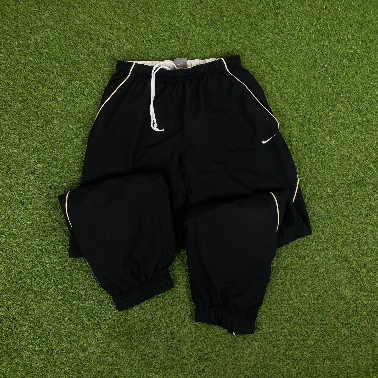 00s Nike Reflective Piping Windbreaker Jacket + Joggers Set Black Small - Vintage Box