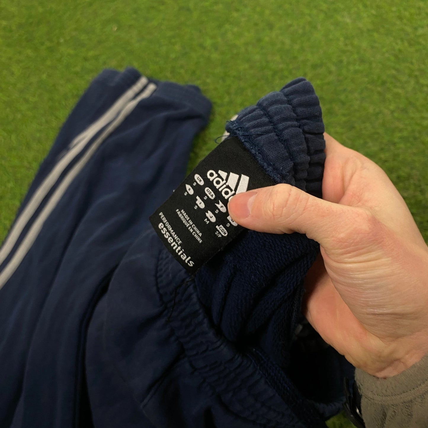 00s Adidas Piping Cotton Joggers Blue Small - Vintage Box