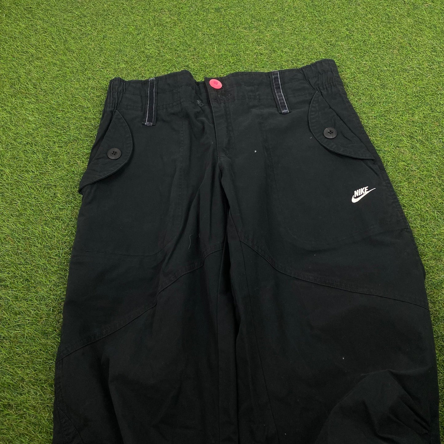 Vintage Nike Cargo Trousers Joggers Black XXS - Vintage Box