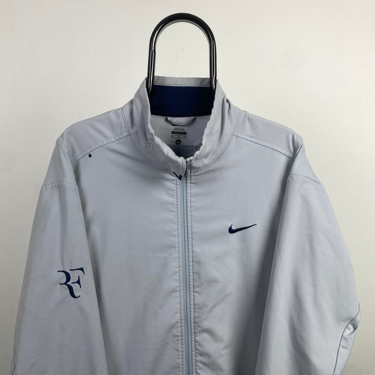 00s Nike Roger Federer Tennis Windbreaker Jacket Grey XL - Vintage Box