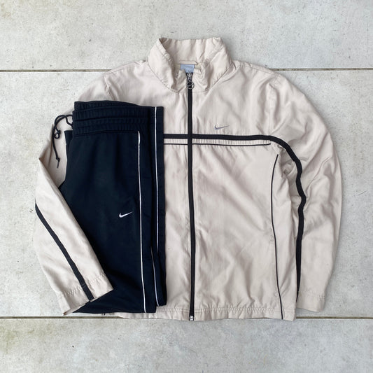 00s Nike Piping Tracksuit Jacket + Joggers Set Brown Large