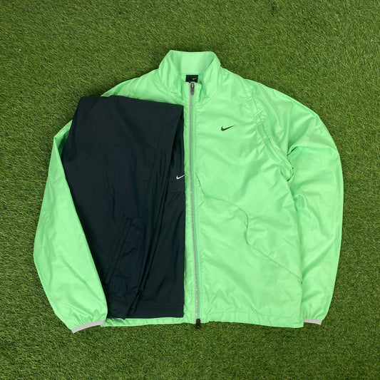 00s Nike Clima-Fit Windbreaker Jacket + Joggers Set Green Medium