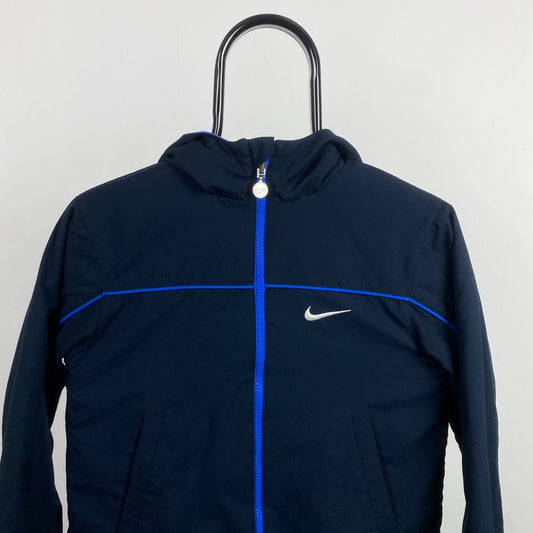 00s Nike Reversible Piping Fleece Coat Jacket Blue XS - Vintage Box