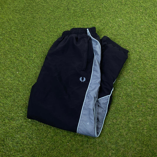 Retro Fred Perry Piping Joggers Blue XS