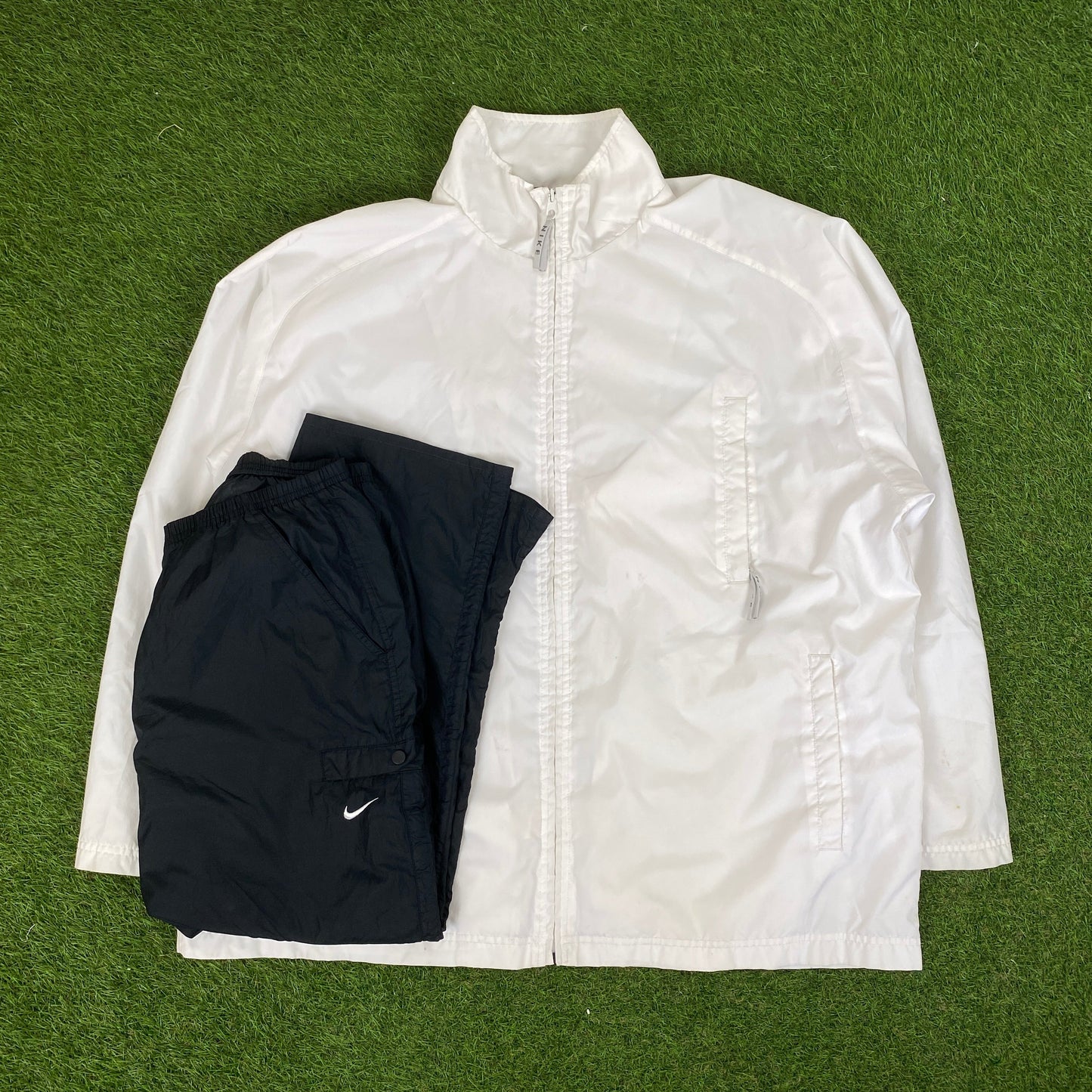 90s Nike Tracksuit Set Jacket + Joggers White XL