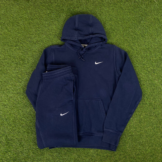 00s Nike Hoodie Sweatshirt + Joggers Set Blue Small