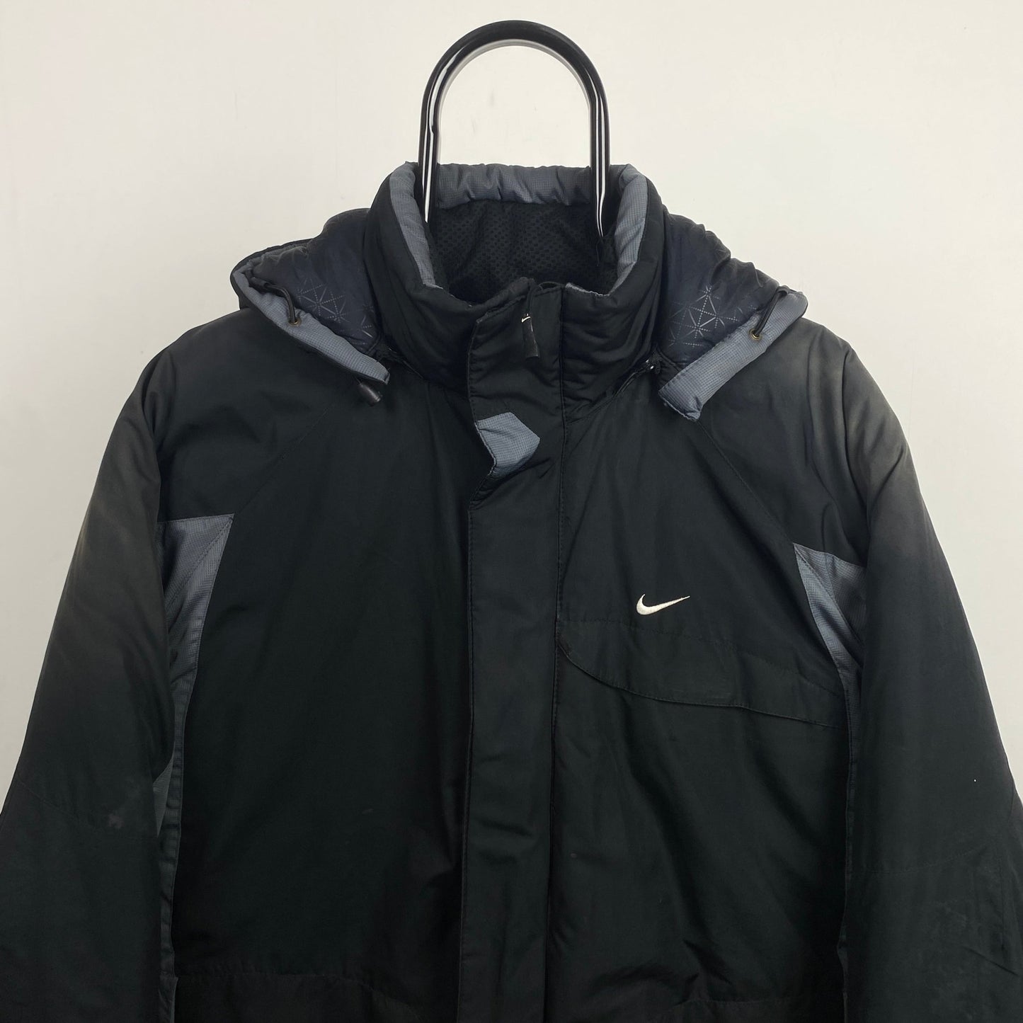 00s Nike Puffer Coat Jacket Black Medium - Vintage Box