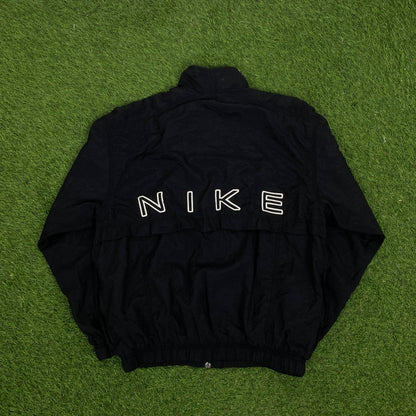 90s Nike Windbreaker Jacket + Joggers Set Black Small