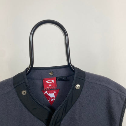 Retro Oakley Fleece Gilet Sweatshirt Grey Medium - Vintage Box