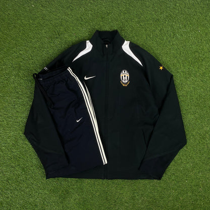 00s Nike Juventus Piping Tracksuit Jacket + Joggers Set Black Large