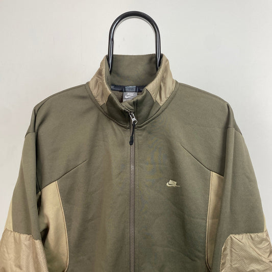 00s Nike Soft Shell Fleece Jacket Brown XL - Vintage Box