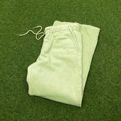 Retro Cord Trousers Joggers Green Small