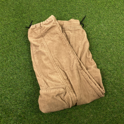 Retro Cord Cargo Trousers Joggers Brown Small