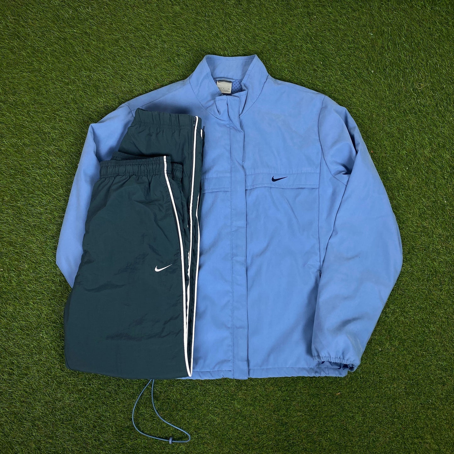 00s Nike Windbreaker Jacket + Joggers Set Blue Medium