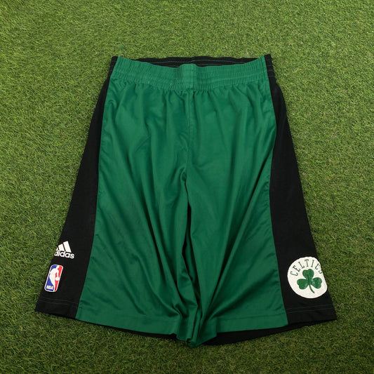 00s Adidas Boston Celtics Basketball Shorts Black Small - Vintage Box