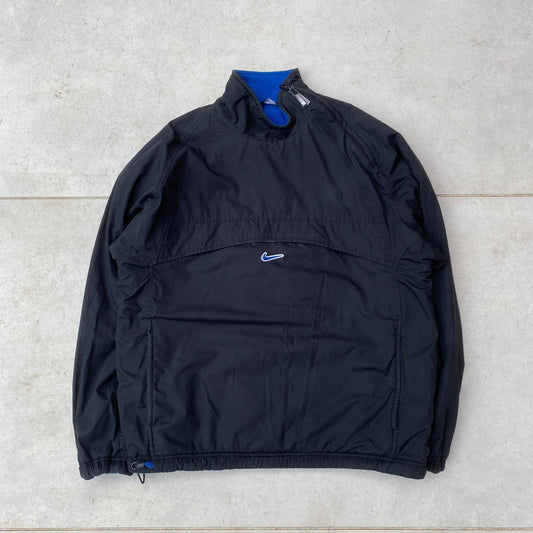 90s Nike Reversible Fleece Sidewinder Fleece Jacket Black Blue Medium - Vintage Box