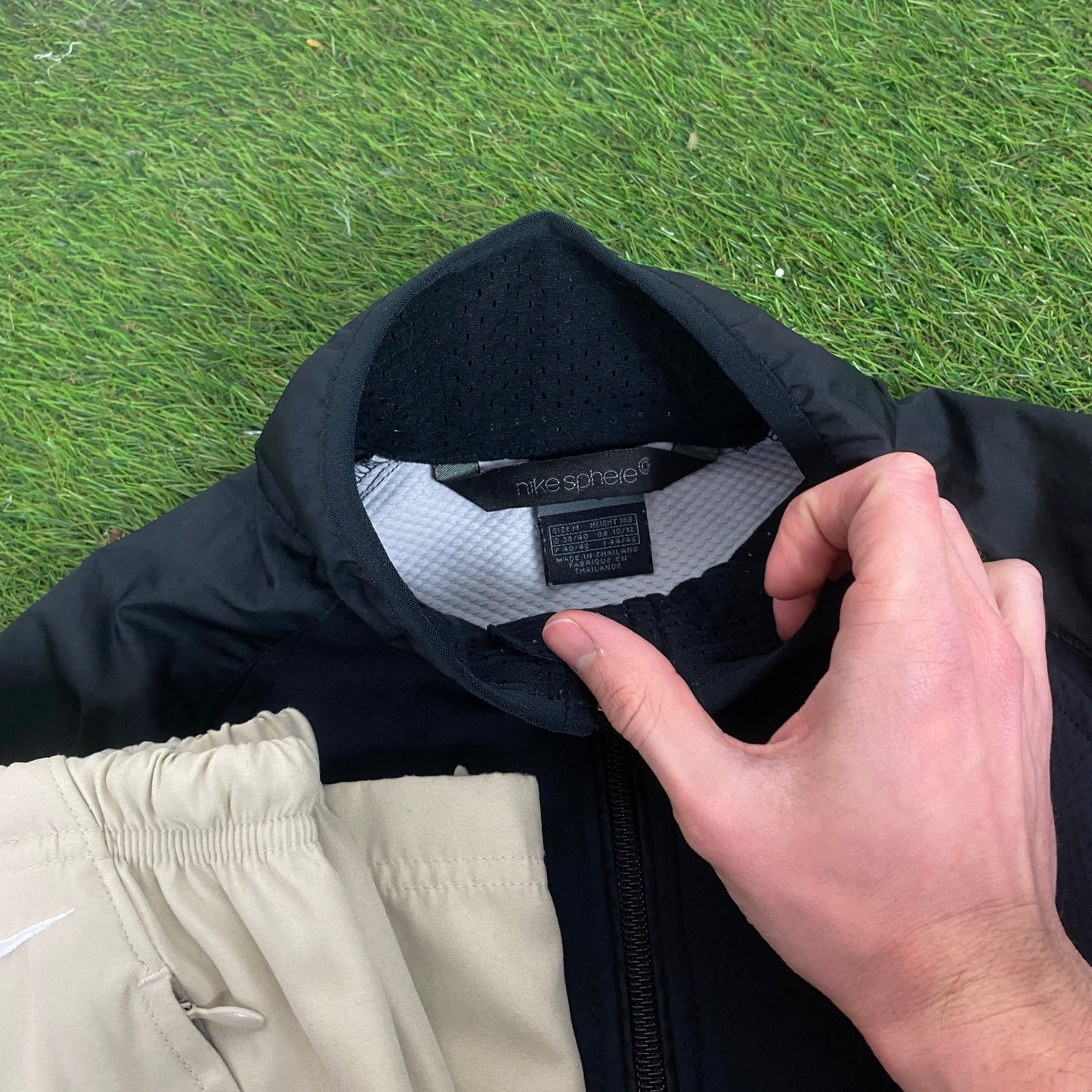 00s Nike Sphere Piping Windbreaker Jacket + Joggers Set Black Medium - Vintage Box