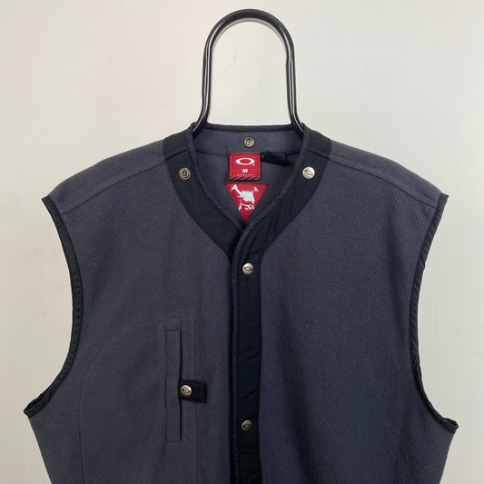 Retro Oakley Fleece Gilet Sweatshirt Grey Medium - Vintage Box