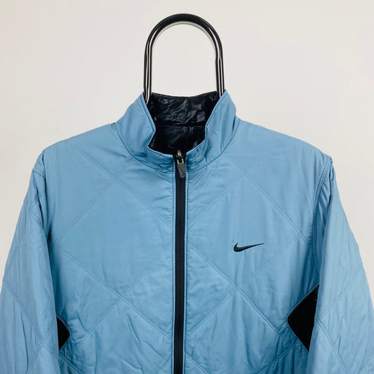 00s Nike Reversible Waterproof Windbreaker Jacket Blue Black Medium - Vintage Box