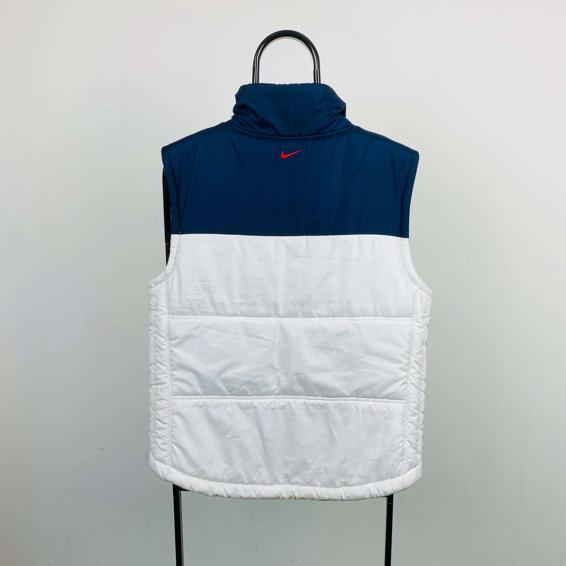 00s Nike Hex Reversible Puffer Gilet Jacket White Blue Medium - Vintage Box