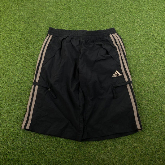00s Adidas Cargo Pocket Shorts Black Small - Vintage Box
