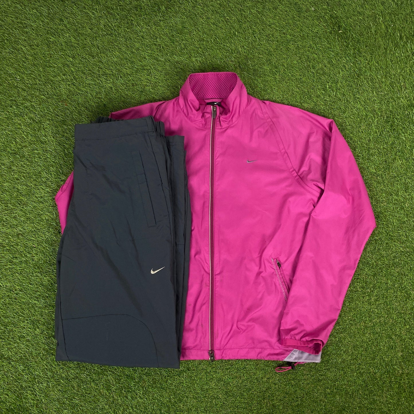 00s Nike Clima-Fit Piping Jacket + Joggers Set Pink Medium