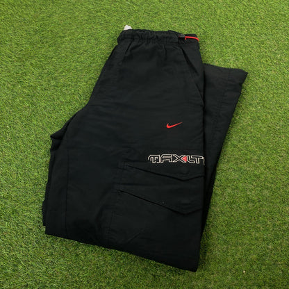 00s Nike Air Max Cargo Joggers Black Large - Vintage Box