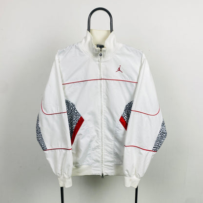 00s Nike Air Jordan Windbreaker Track Jacket White Small - Vintage Box