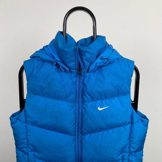 00s Nike Puffer Gilet Jacket Blue Medium - Vintage Box