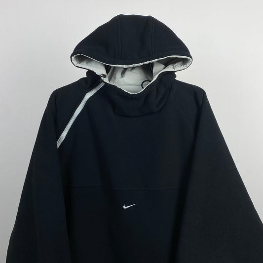 90s Nike Reversible Side Winder Fleece Coat Jacket Black Large - Vintage Box
