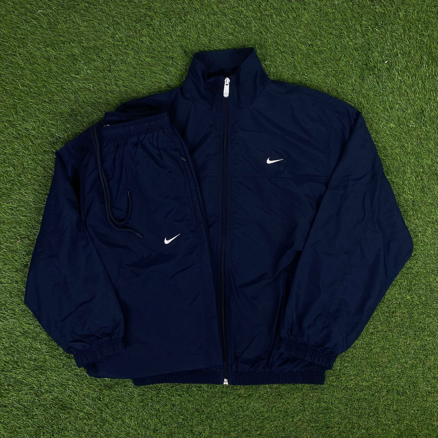 00s Nike Windbreaker Jacket + Joggers Set Blue Small