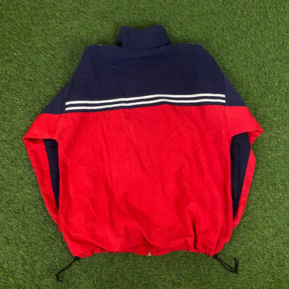 00s Nike Piping Windbreaker Jacket + Joggers Set Red Medium