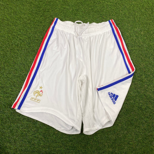 00s Adidas France Football Shorts White Medium - Vintage Box