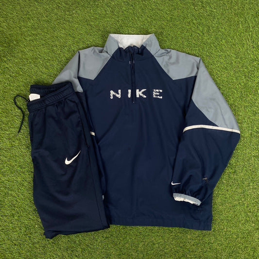 00s Nike Shox Windbreaker Jacket + Joggers Set Blue Small