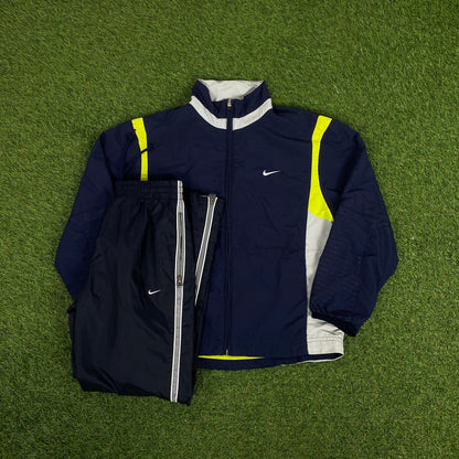 00s Nike Shox Piping Tracksuit Jacket + Joggers Set Blue XS