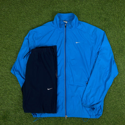 00s Nike Tracksuit Set Jacket + Joggers Blue XL