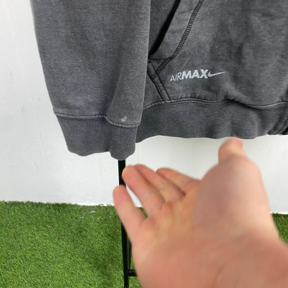 00s Nike Air Max Contrast Stitch Zip Hoodie Grey Medium - Vintage Box