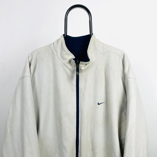 00s Nike Golf Reversible Fleece Coat Jacket Blue Brown XL - Vintage Box