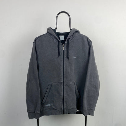00s Nike Air Max Contrast Stitch Zip Hoodie Grey Medium - Vintage Box