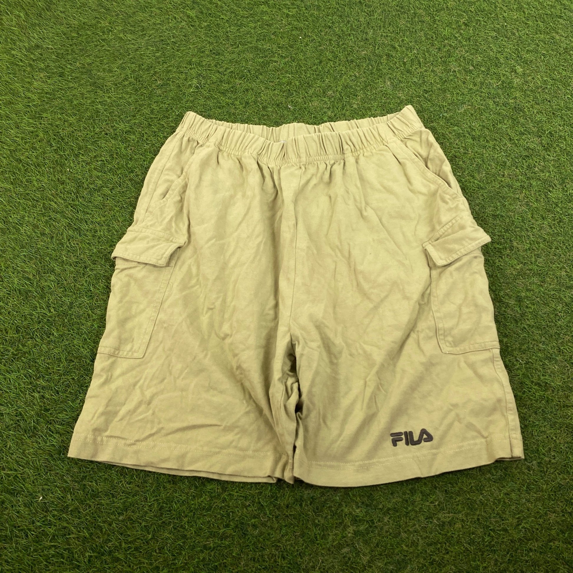 Retro Fila Cotton Cargo Shorts Brown Small - Vintage Box