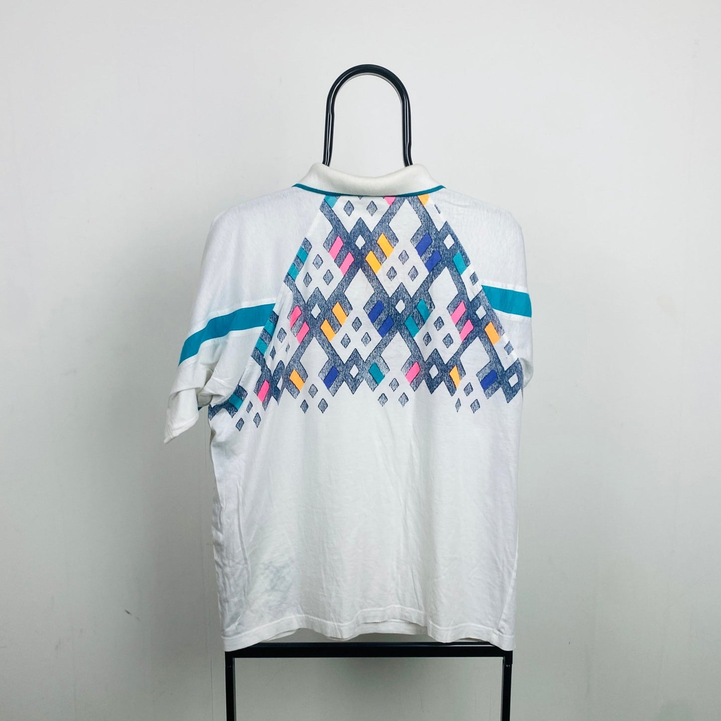 Retro Lotto Tennis Polo Shirt T-Shirt White Medium - Vintage Box