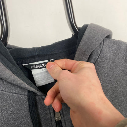 00s Nike Air Max Contrast Stitch Zip Hoodie Grey Medium - Vintage Box