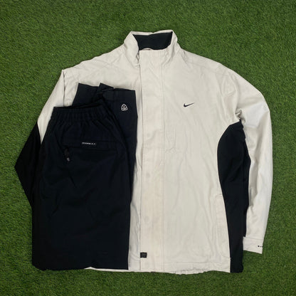 00s Nike Golf Waterproof Tracksuit Set Jacket + Joggers Brown XL