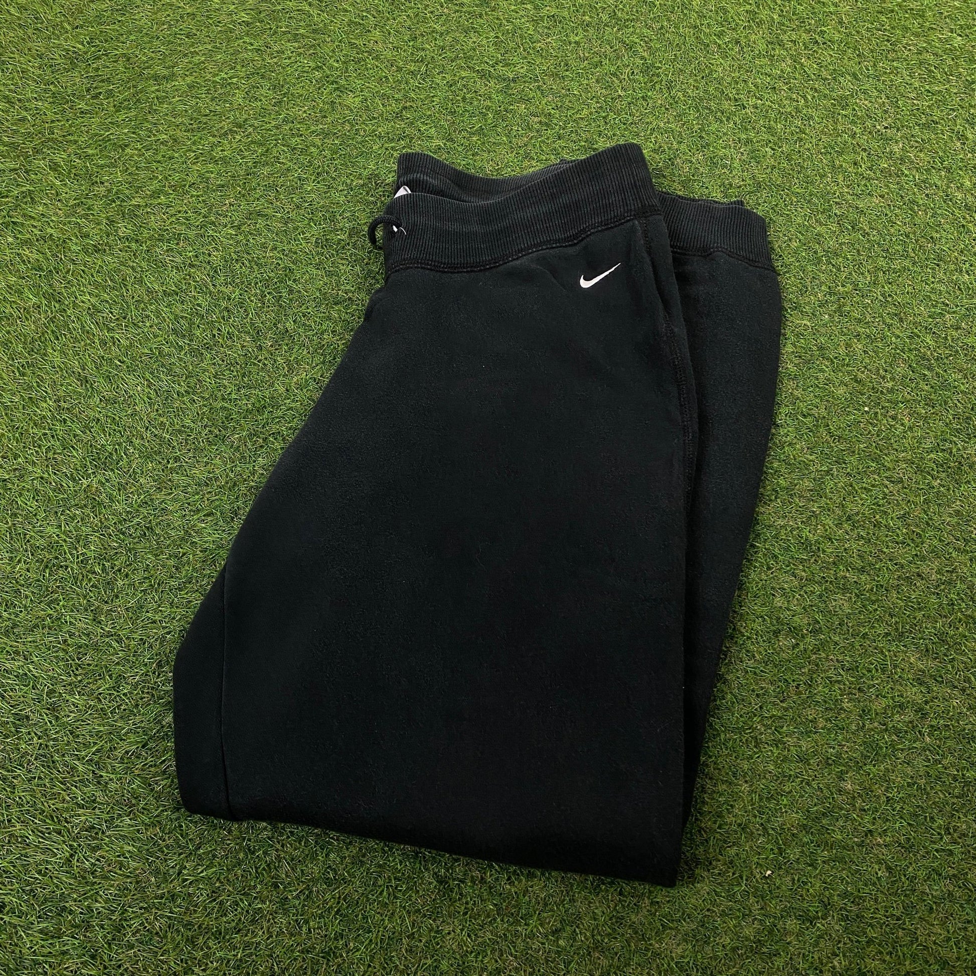 00s Nike Wide Leg Cotton Joggers Black Large - Vintage Box