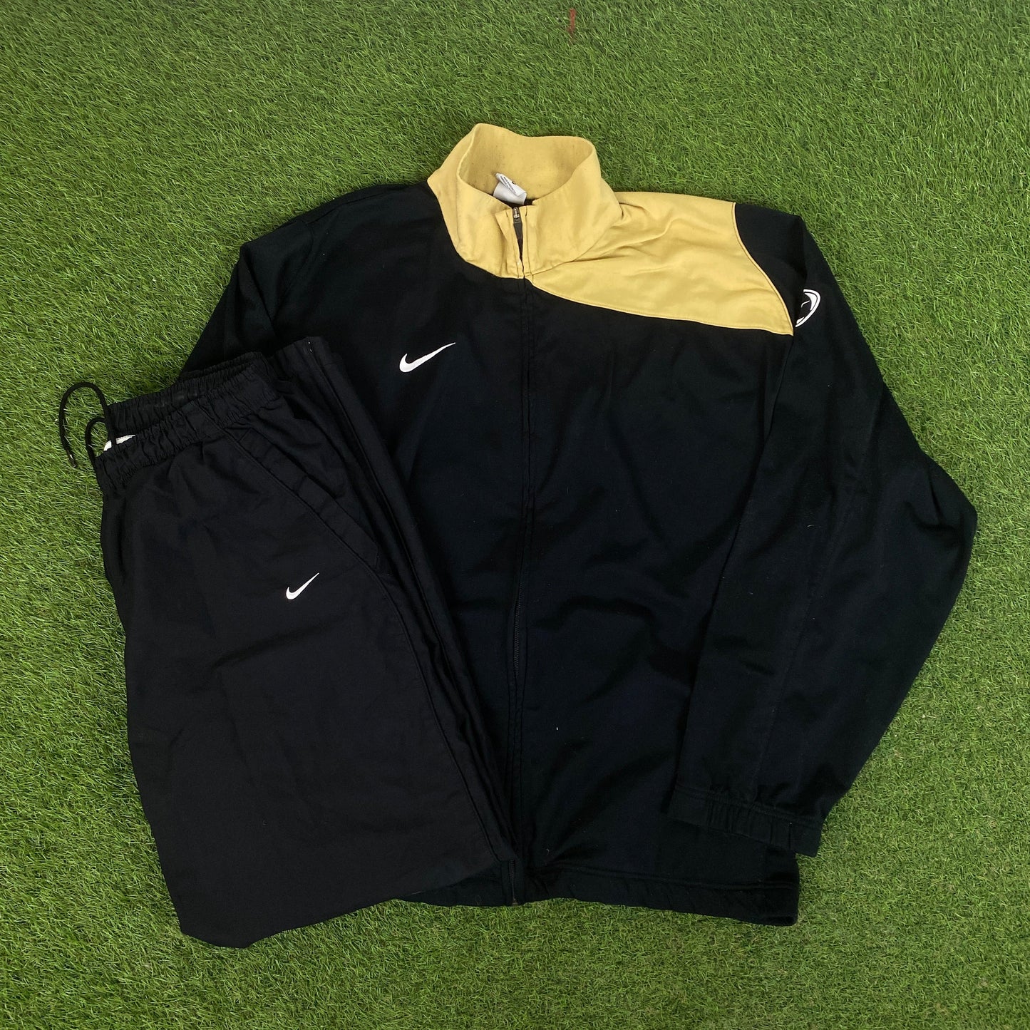 00s Nike Piping Tracksuit Set Jacket + Joggers Black XL