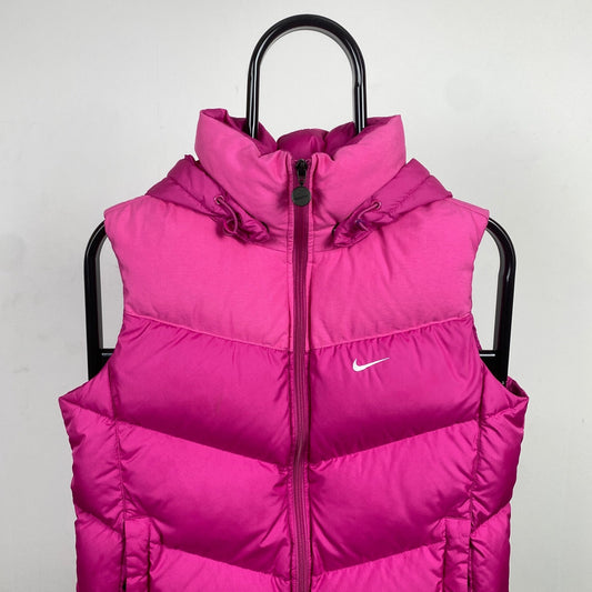 00s Nike Puffer Gilet Jacket Coat Pink Small - Vintage Box
