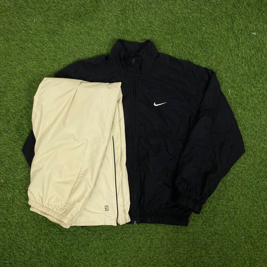 90s Nike Windbreaker Jacket + Joggers Set Black Small