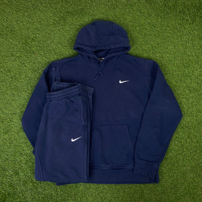 00s Nike Cotton Hoodie + Joggers Set Blue Large