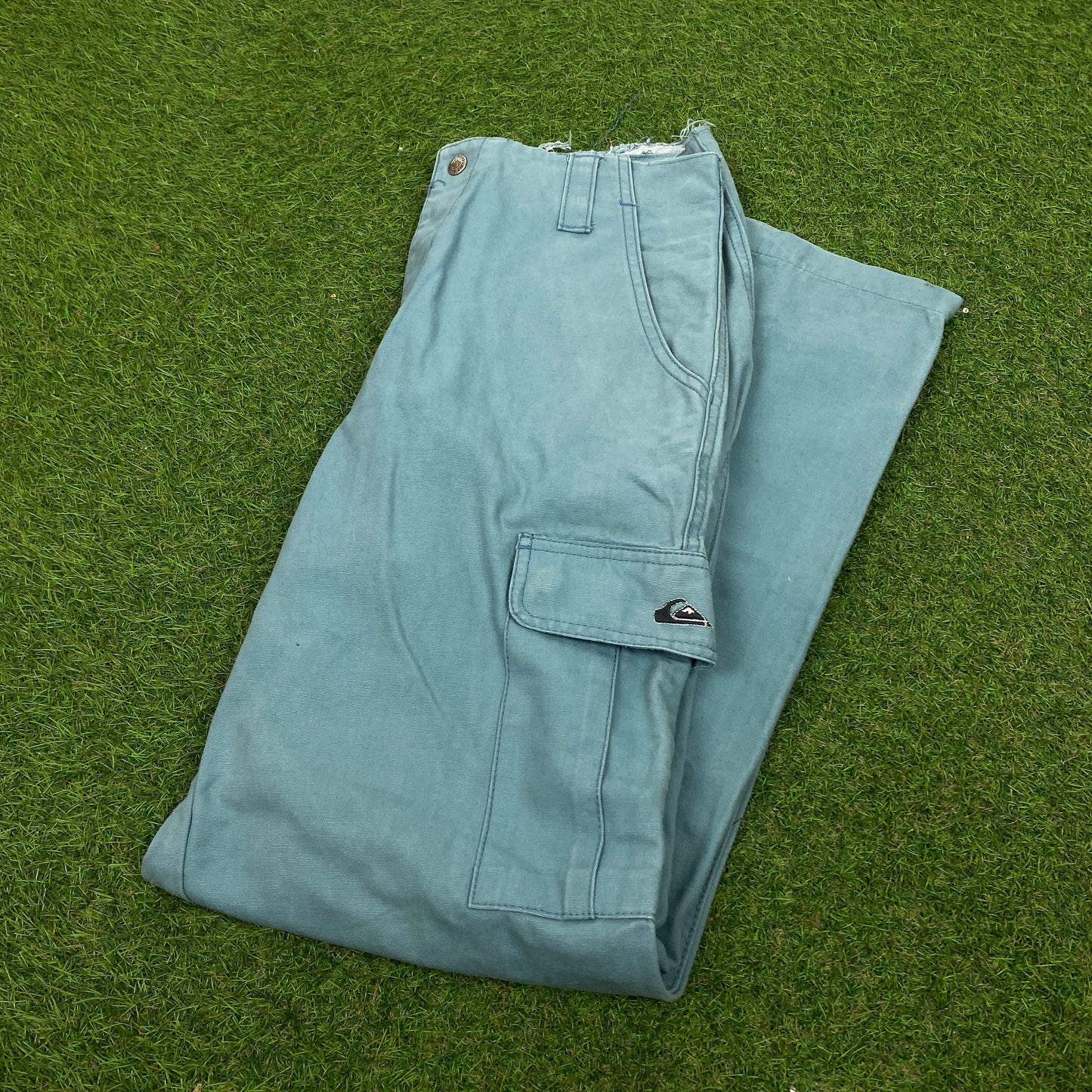 Retro Quiksilver Cargo Trousers Joggers Blue XS