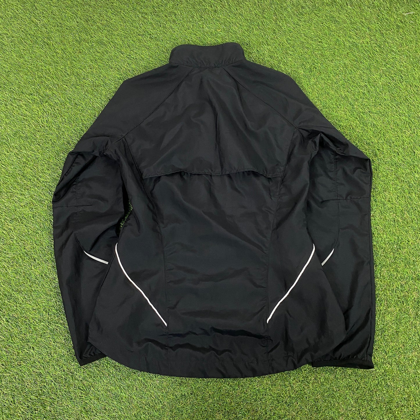 00s Nike Piping Windbreaker Jacket + Joggers Set Black Womens Small